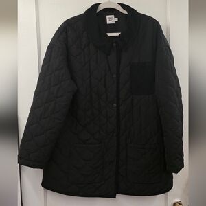 Princess Polly Black Quilted Oversized Jacket Snap Front Coat Womens M/L Trendy